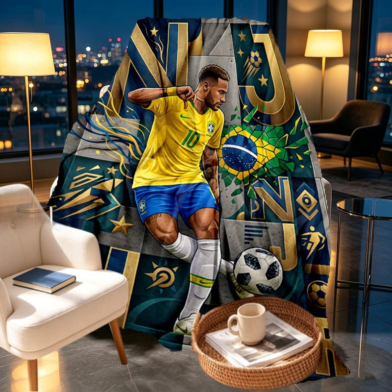 Neymar Jr Print Blanket - Soft & Comfortable, for Bedroom, Travel, Sofa, Home Decoration - Birthday Christmas Gift for Friend