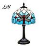 Stained Glass Table Lamp Tiffany Dragonfly Lamp Vintage Blue Bedside Night Light Artistic Home Decor Light Decorative Atmosphere for Bedroom Living