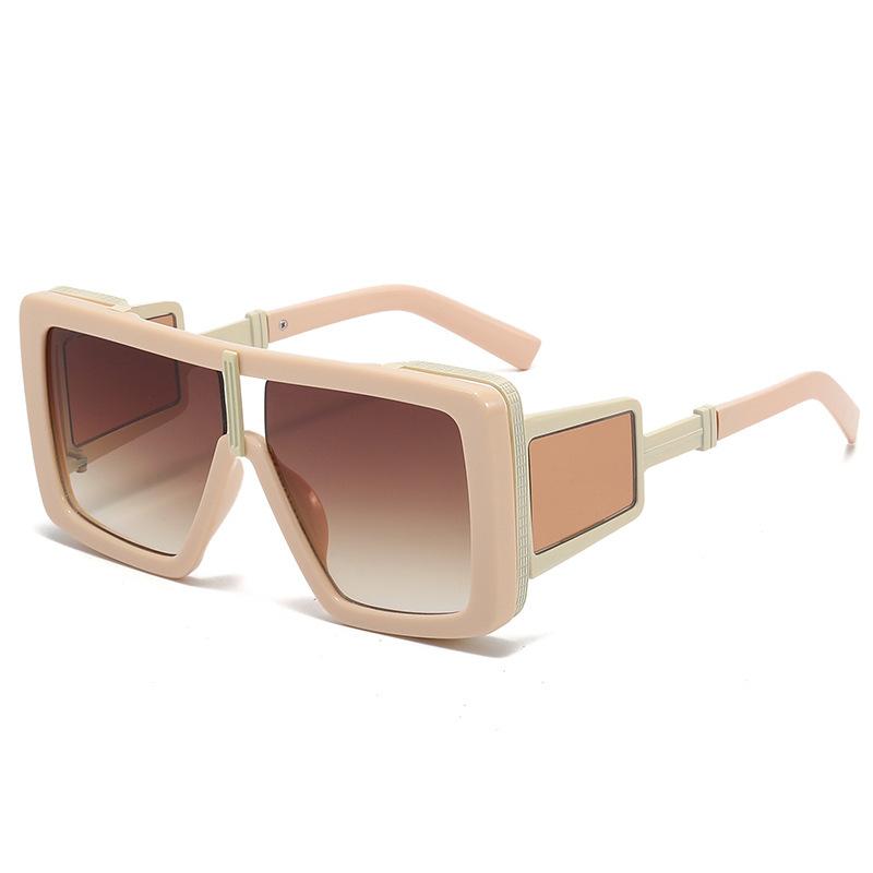 New Luxury Retro Leopard Gradient One Piece Women Sunglasses Double Beam Design Rock Punk Style Men Sun Glasses Uv400