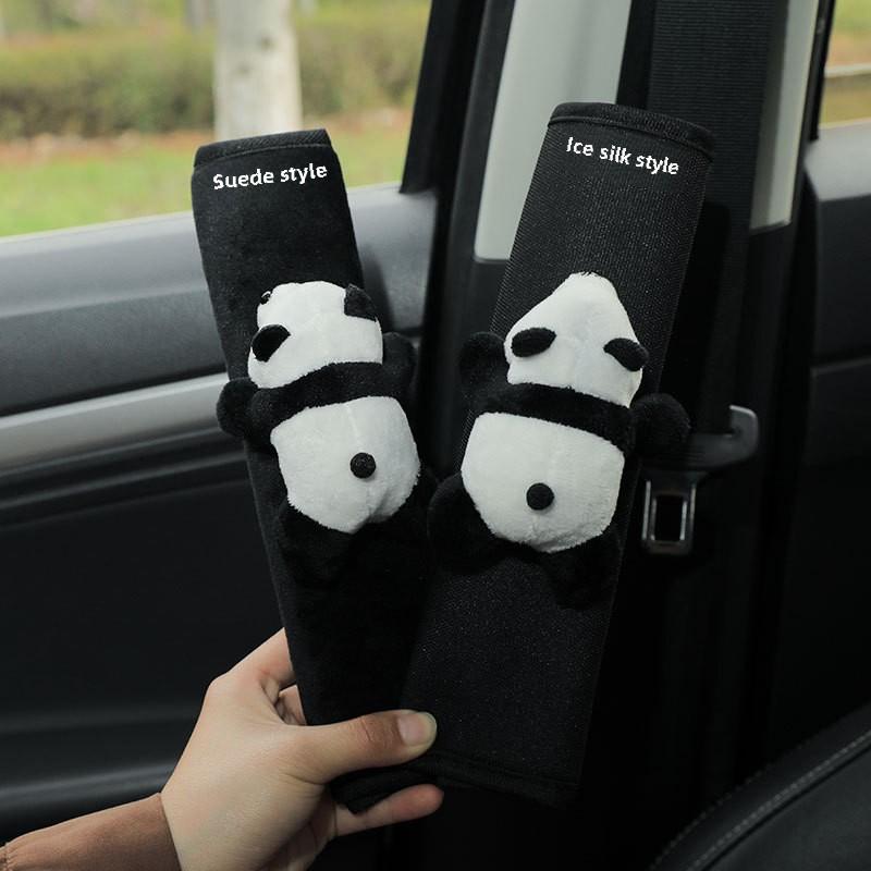 Automobile Safety Belt Decoration Cartoon Panda Safety Belt Shoulder Pad Plush Automobile Seat Belt Accessories Car Decorations