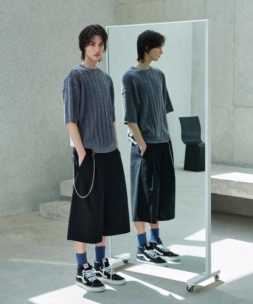 GLW Vintage Washed Cable Half Knit Charcoal