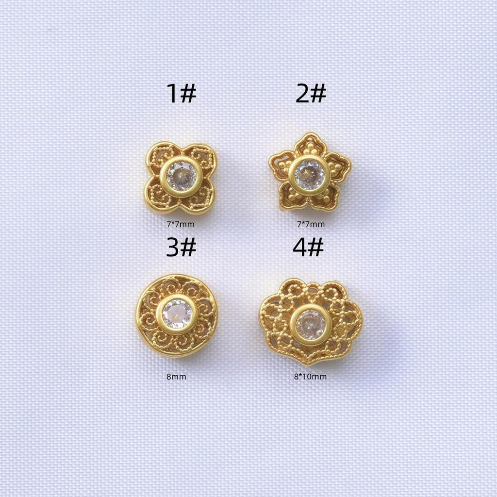 Gold-Plated Zircon Clover Spacer Beads for DIY Bracelets