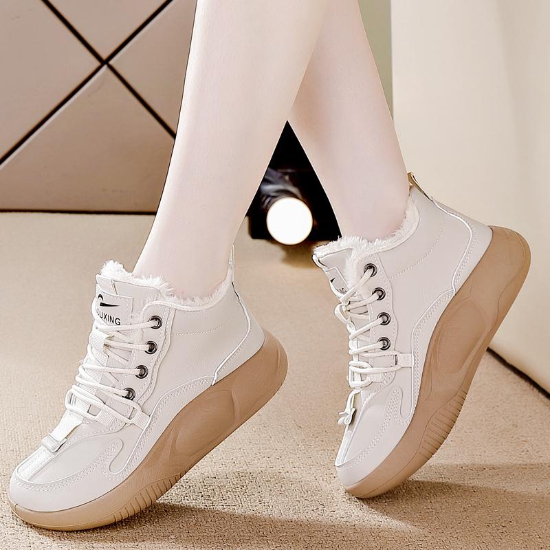 Women Lining Thermal Snow Boots Thick Bottom Winter Ankle High Snow Shoes Non-slip Platform Sneakers