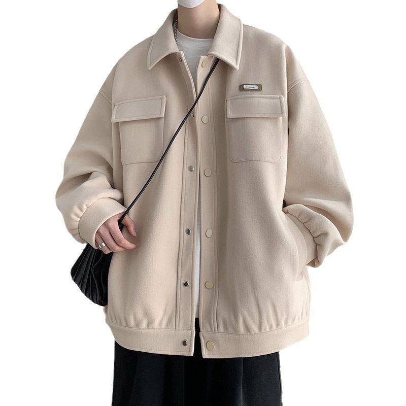 Jesienny i Zimowy Przystojny Wszechstronny Kurtka Retro Klapy Moda Chłopięca Klasyczny Płaszcz