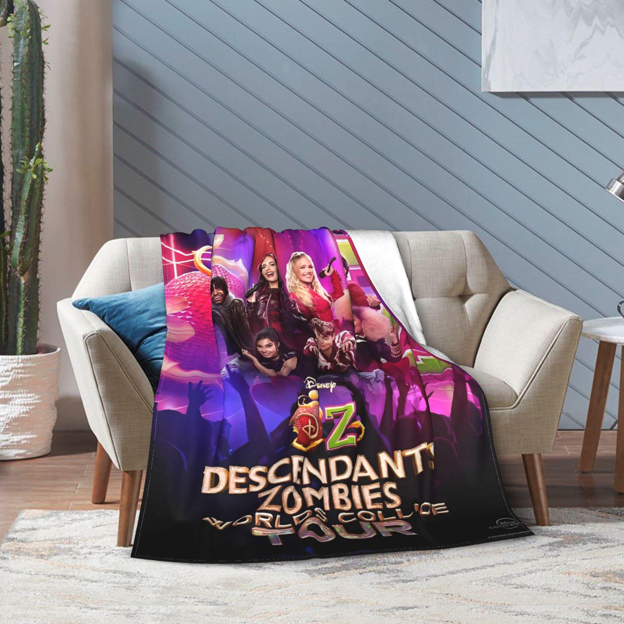 Super Soft Worlds Collide Tour Descendants Zombies Throw Blanket Premium Lightweight Bed Blanket Fuzzy Plush Blankets All Season 75x100cm (30x40inch)