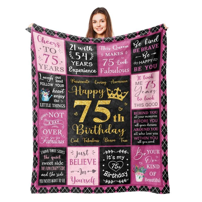 80. Geburtstag Geschenkdecke Druck Weiche und Bequeme Flanelldecke für Sofa Bett Wohnzimmer