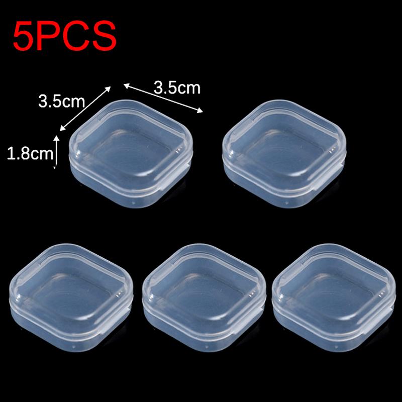 5PCS/Pack Jewelry Storage Box Square Transparent Plastic Case Portable Earring Necklace Nail Srt Display Packaging Container ZYF