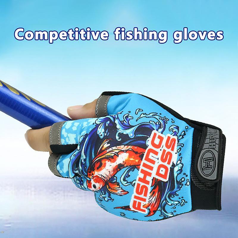 Angelhandschuhe für Fliegenköder, für Herren und Damen, Dreifinger-Handschuhe zum Seefischen, atmungsaktiv, rutschfest