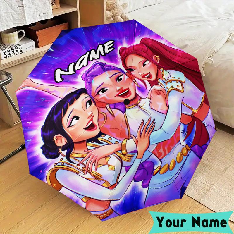 Custom Name KPop Cartoon Umbrella, Foldable Umbrella Suitable for Outdoor Shopping Travel Sports, Exquisite Gift for Family