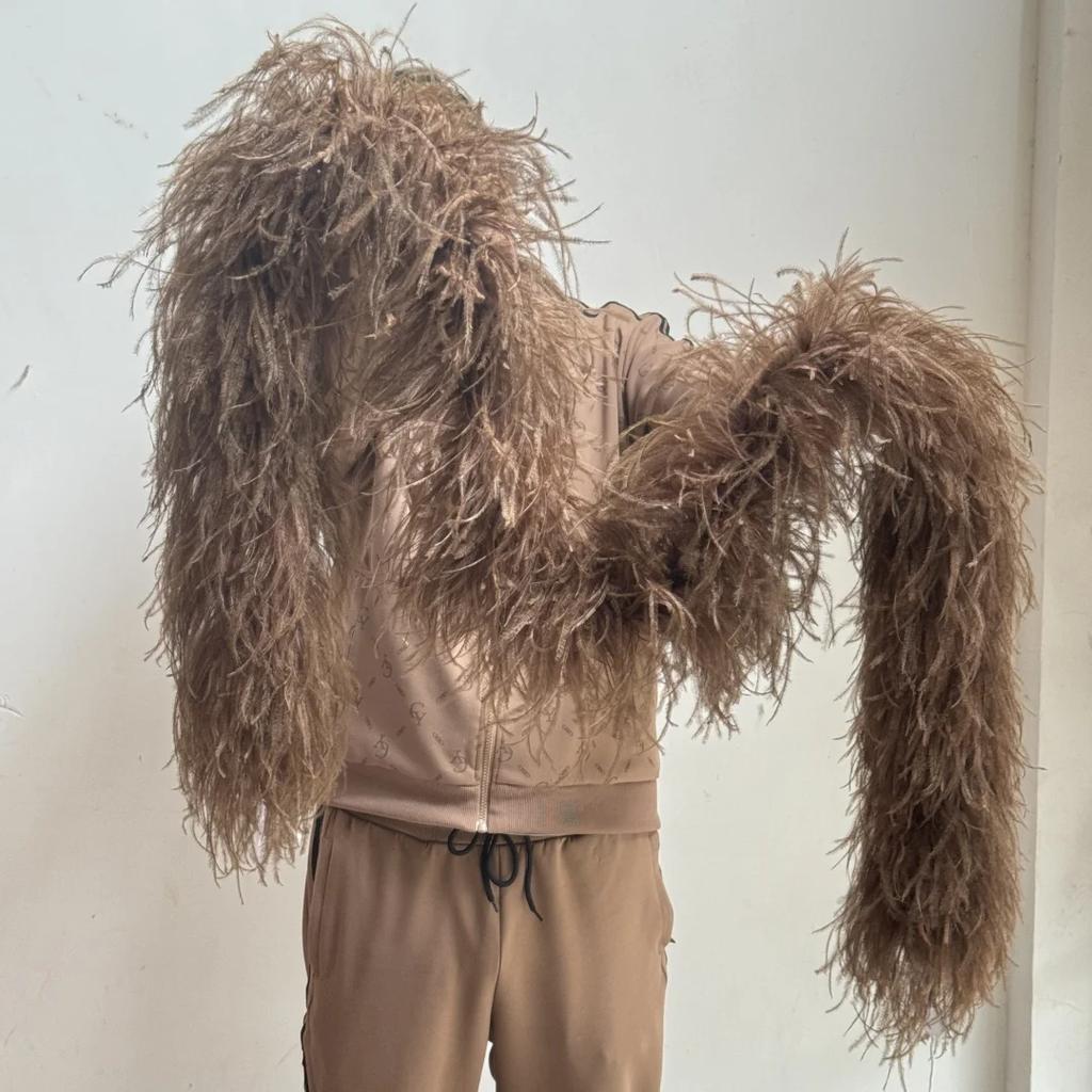 6/10 Layer Multicolor Ostrich Feather Boa 2Meters Fluffy Ostrich Plumes Shawl For Party Lady Dress Clothing Diy Decoration Scarf