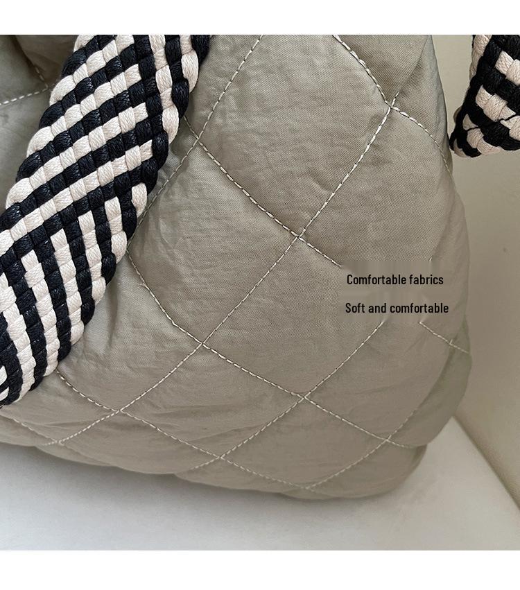 Damen Argyle Baumwollgepolsterte Tragetasche — Große Kapazität Herbst/Winter Schultertasche