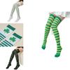 Women St. Patrick's Day Thigh High Striped Shamrock Socks Over Knee Stockings