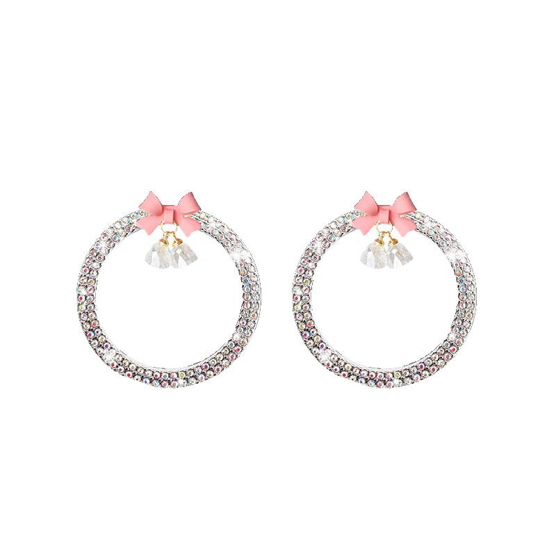 Rhinestone Bow Bell Car Start Switch Button Auto Decorative Diamond Stickers Ring Circle Trims Protective Cover Car Accessories