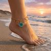 Gold Flower Pendant Anklet Adjustable Beach Jewelry Simple Oil-Dripped Foot Chain  Women