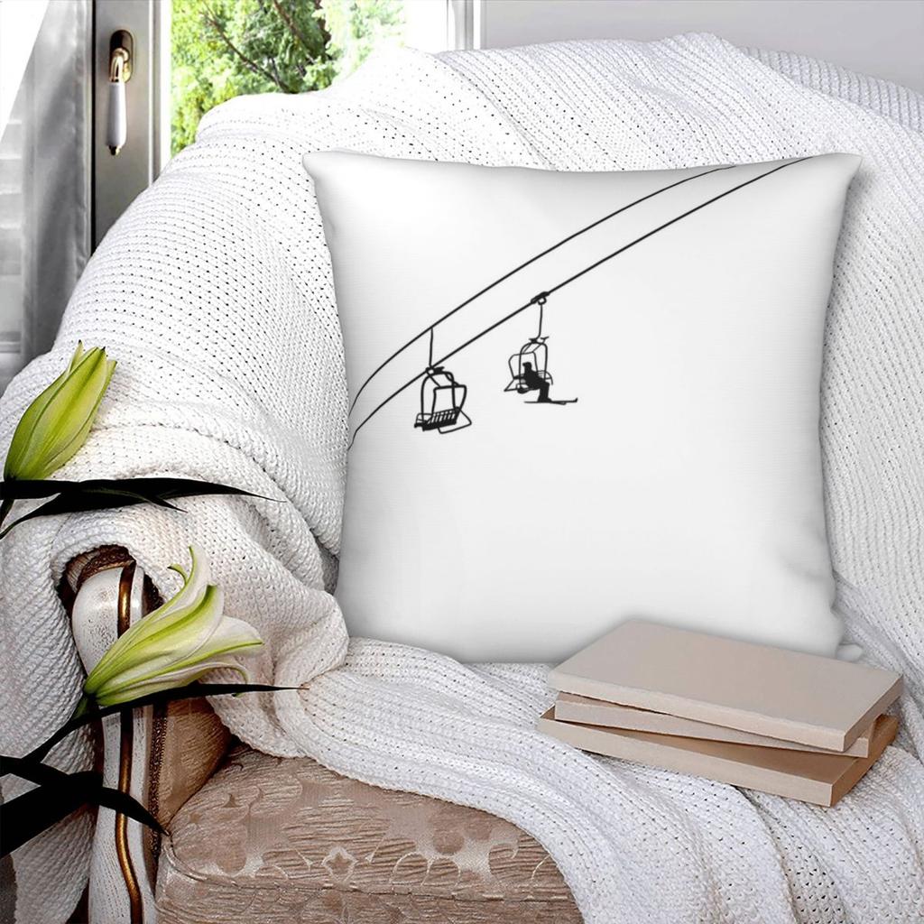Ski Lift Black And White Pillowcase Polyester Linen Velvet Printed Zip Decorative Throw Pillow Case Home Cushion Cover