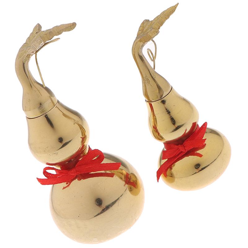 Traditional Chinese Natural Feng Shui Gourd Brass Mental Golden Wu Lou Luo Lu Health Enhance Luck Ornament Home Decor