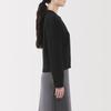 MUJI Washable Knit Crew Neck Size M Women's Cardigan, Black, (BA1Q4A5S)