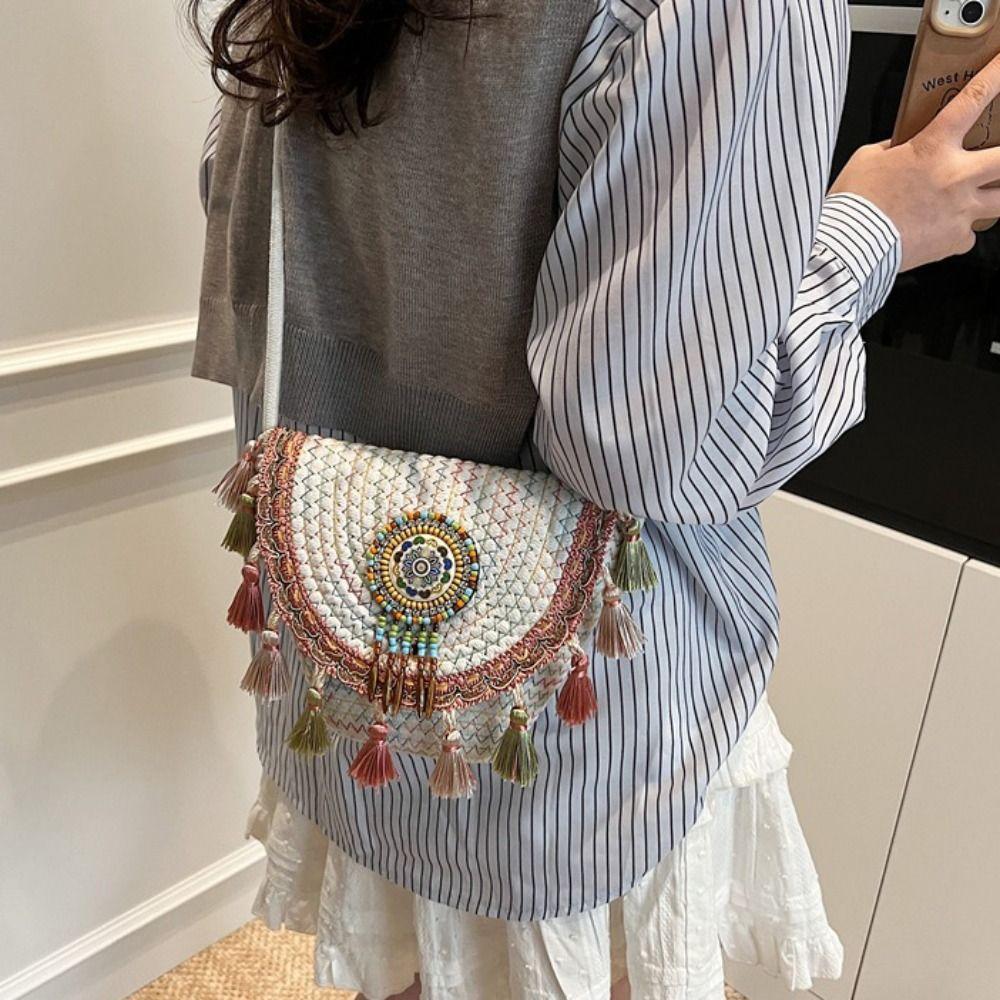 

Велика місткість Сумки через плече в етнічному стилі Дозвілля Богемна сумка з китицями Сумка через плече з бахромою Пляжна фіолетовий