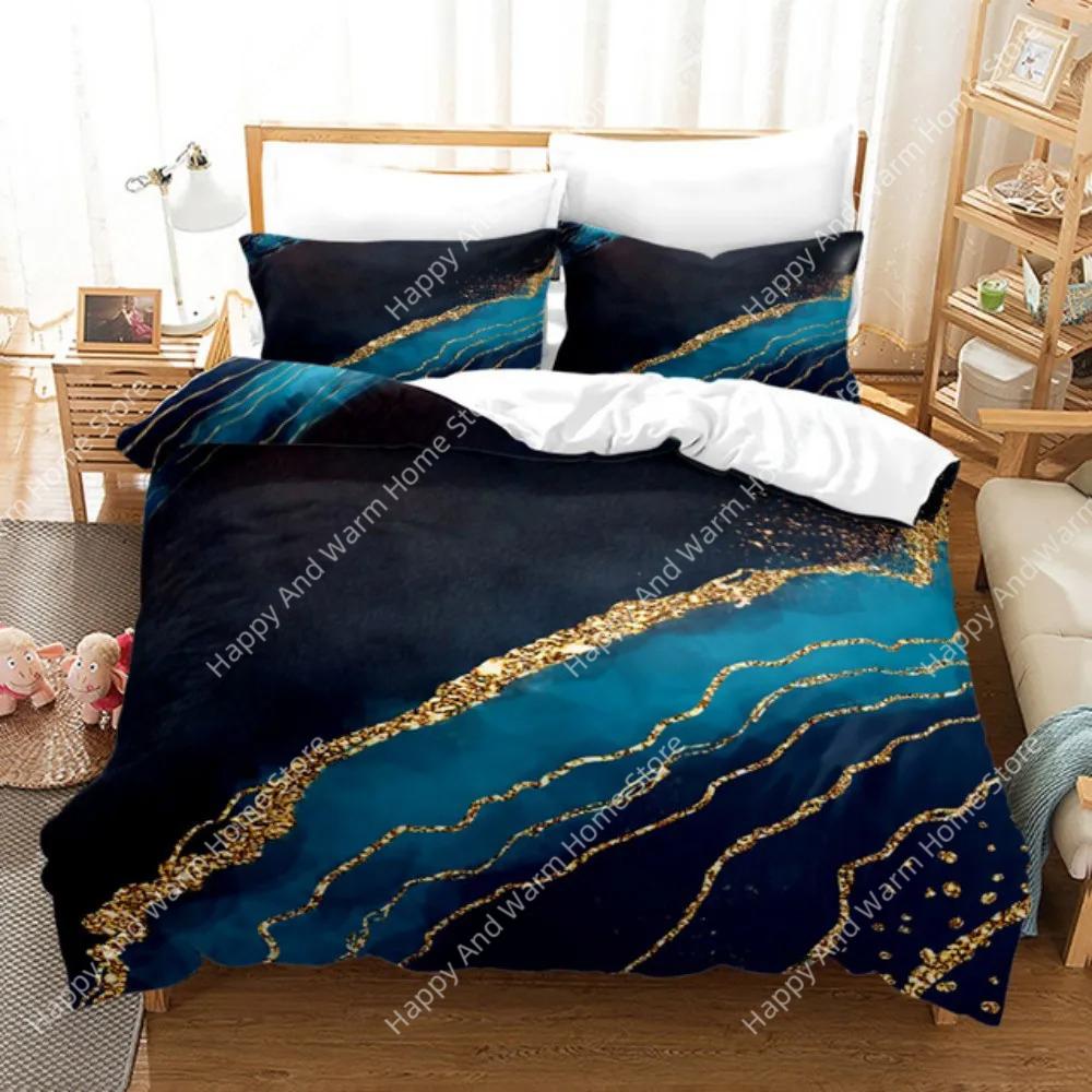 Luxury 3D Black Marble Bedding Sets Simplicity Gilding Bed Linen Women Girls Single Double Twin Queen King Size Duvet Cover Sets