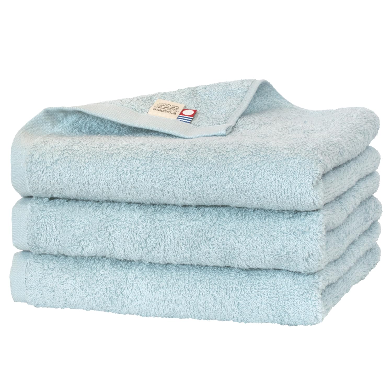 

Bloom Imabari Certified Face Set with Indoor Made in Japan Towels, 3-Piece Soft, Absorbent, Quick-Drying, Drying, 100% Cotton, (Mist Blue)
