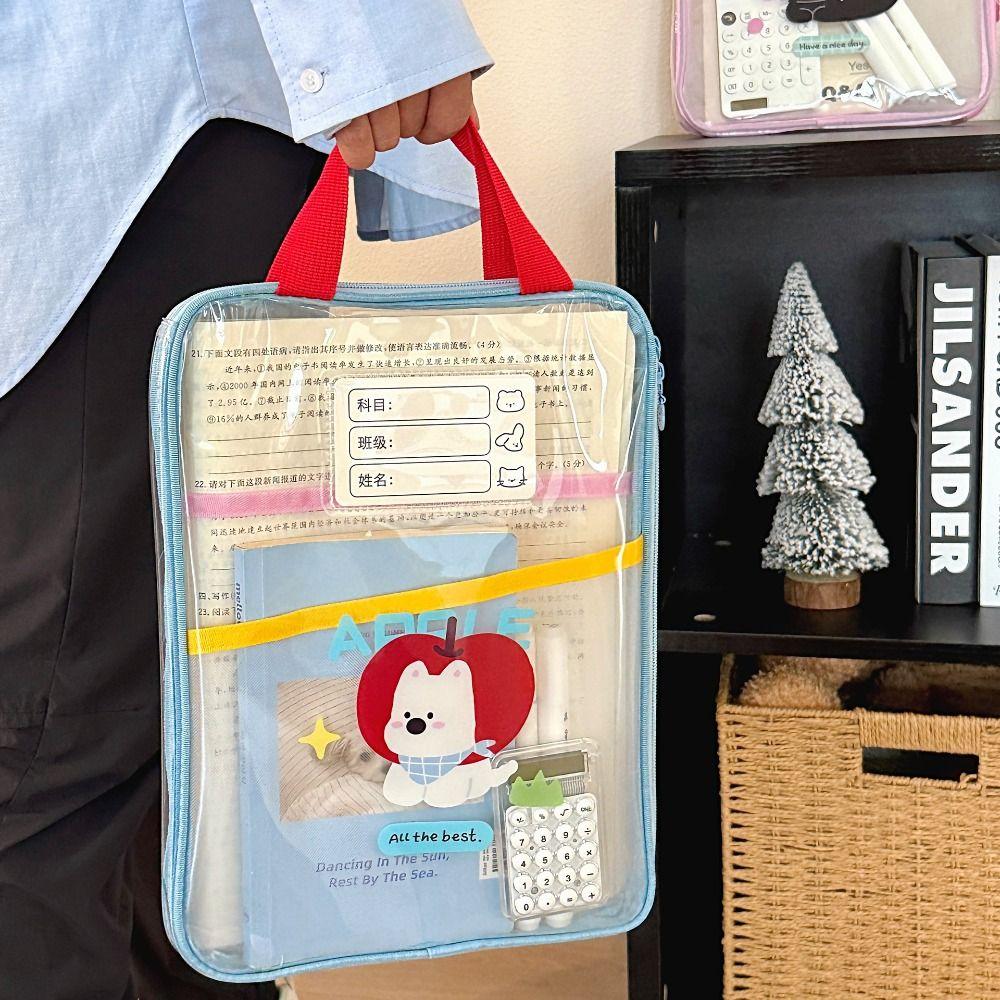 Transparent Cartoon File Bag Rabbit File Folder Bag Sorting Bag Test Paper Storage Bag  Kids