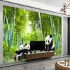 Grüner Bambus-Panda-Wandbild, 3D-kreative Fototapete, Wohnzimmer, Schlafzimmer, Küche, Restaurant, Heimdekoration, Wandaufkleber
