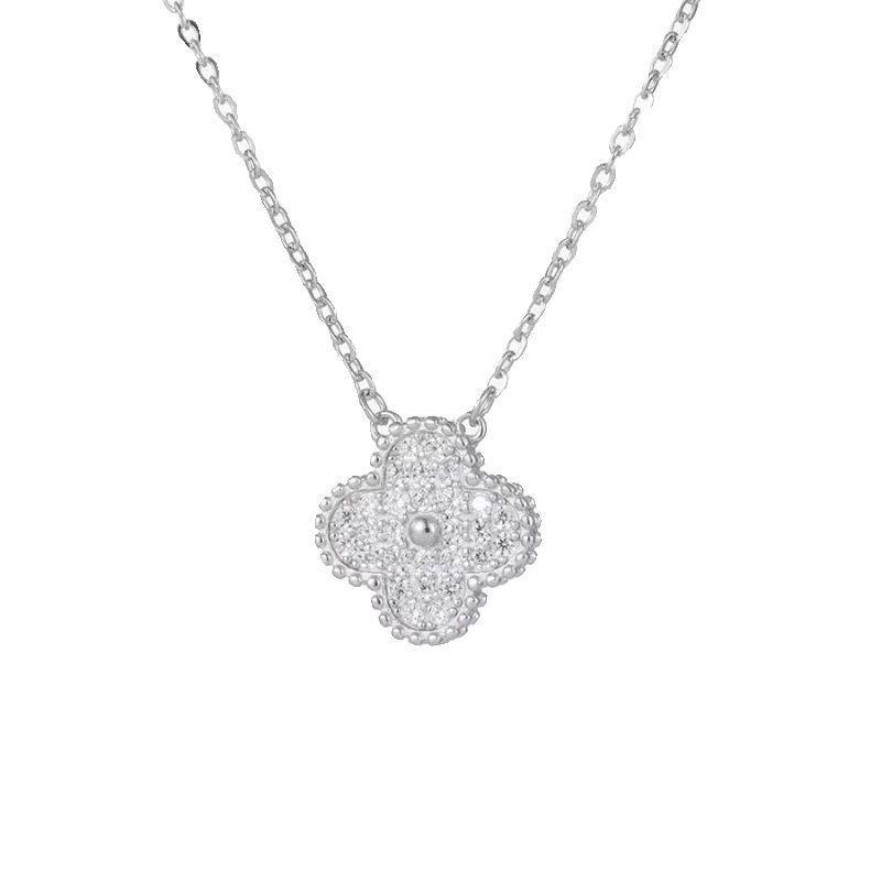 

925 Sterling Silver Clover Necklace Minimalist Fashion Jewelry for Women Daily Wear 925 silver белый