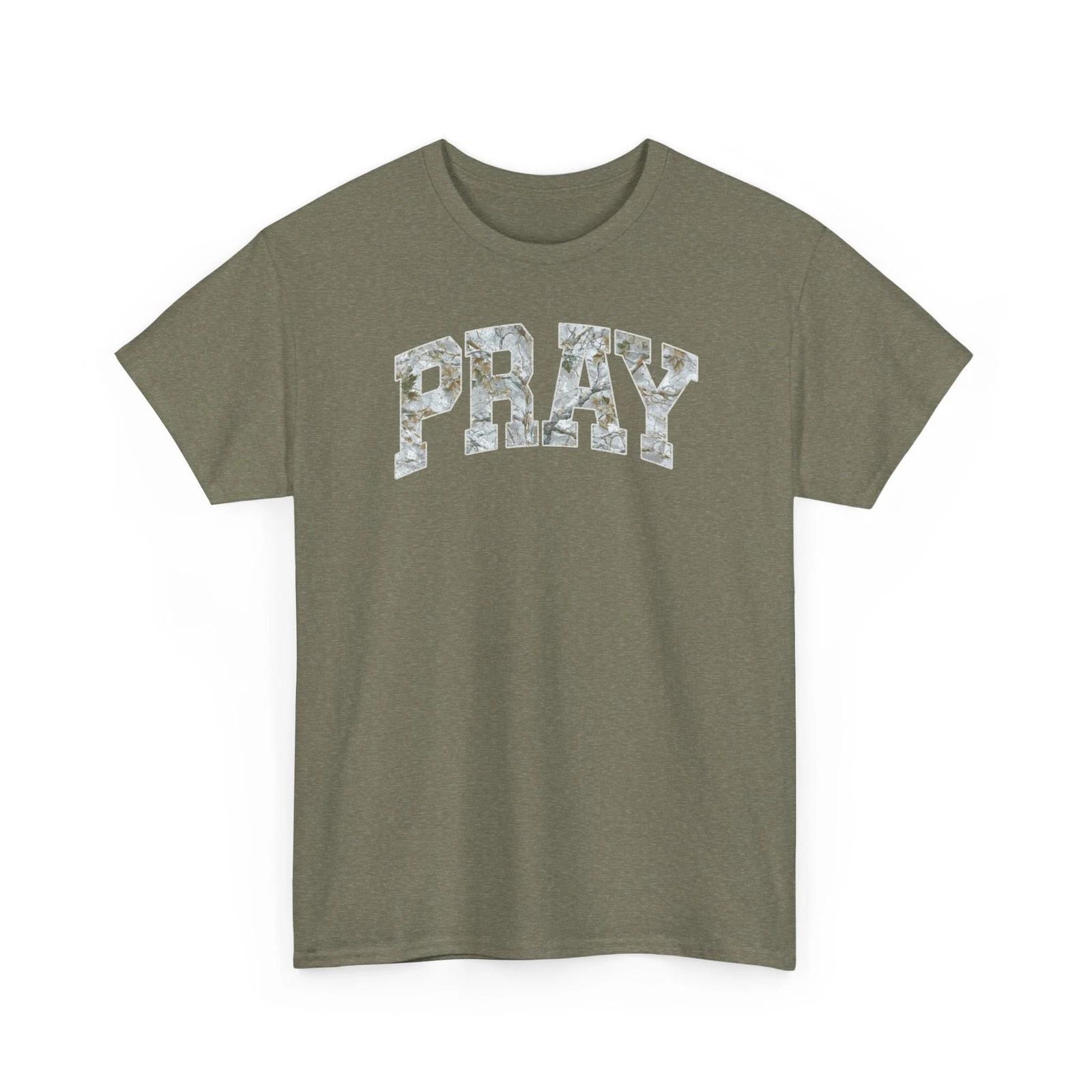 PRAY Camo Marble Letter Tee | Religious Scripture Shirt M