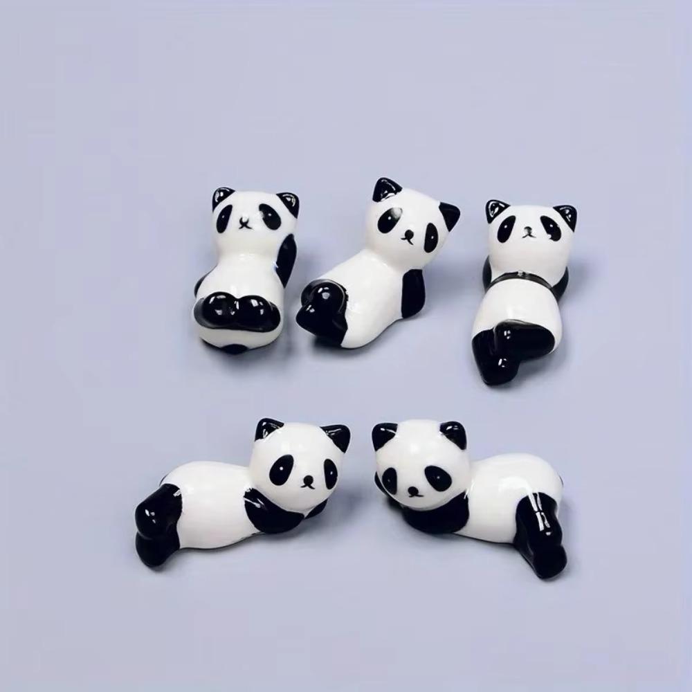 8Pcs/set Cute Writing Brush Pen Holder DIY Ceramic craft Panda Ornament  Dining Table
