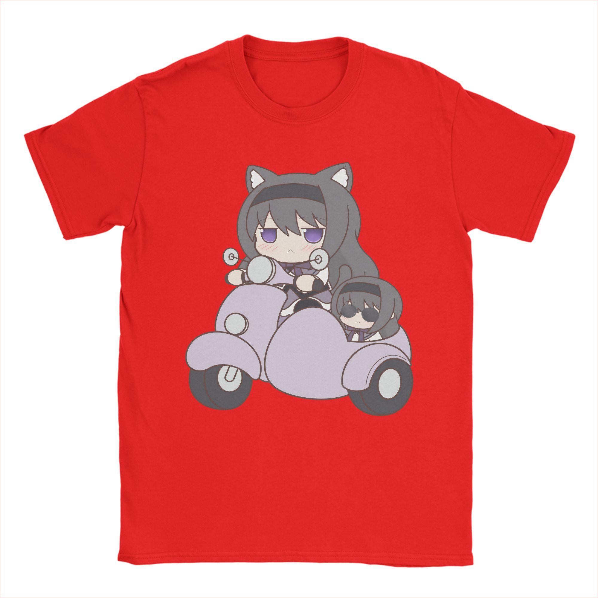 Chibi Akemi Homura Unisexs T Shirts Madoka Magica Anime Creative Tee Shirt Short Sleeve Crew Neck TShirts Pure Cotton Printing L