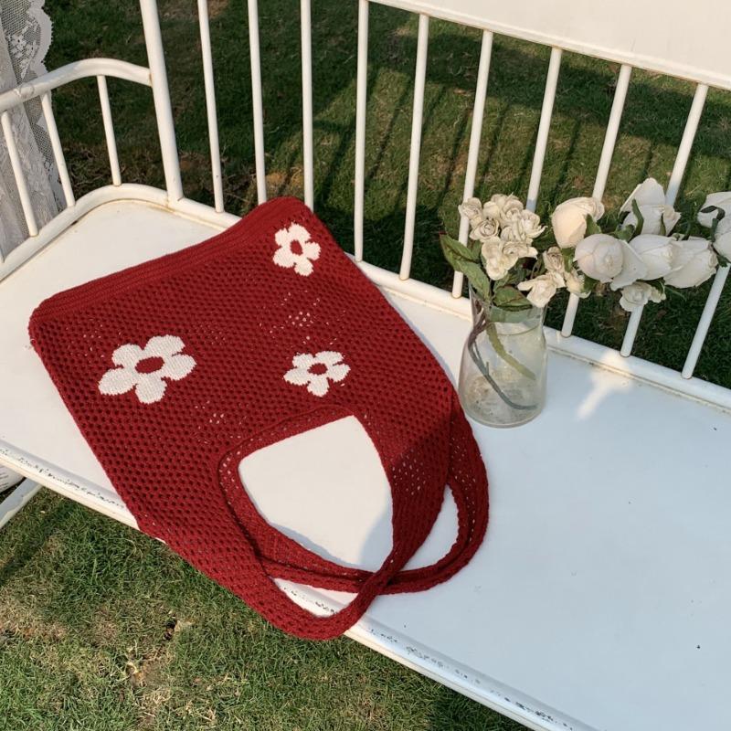 Knit Bag Summer All-in-one Large Capacity Shopping Bag Simple Woven Bag Mesh Hollowed Out Women's Shoulder Bag