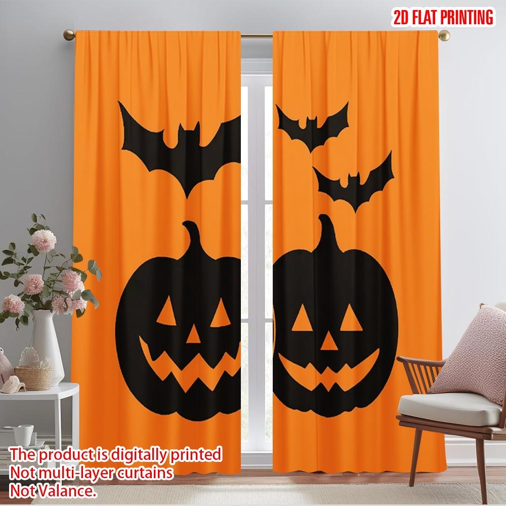 

2pcs,2D plane printing Curtains halloween pumpkin (11) Polyester Woven (without rod) All Seasons Ldeal for Season Home Decor for 52.50×116.00 CM 2pcs