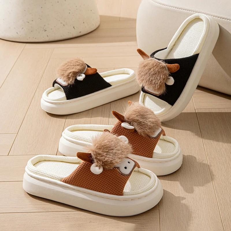 Fashion Casual Slippers for Women Home Flat Spring Summer Cow Cartoon Designer Shoes Ladies Fashion Indoor Outdoor Footwear Lightweight