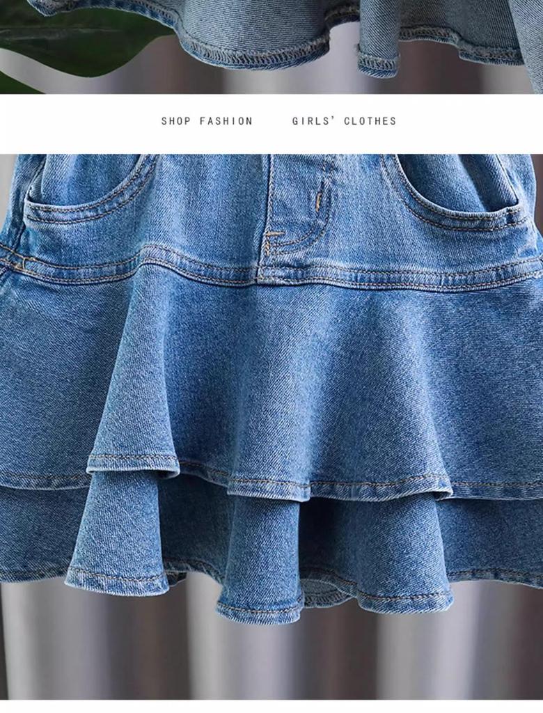 Dívčí džínová dortová sukně v korejském stylu - Jarní/letní módní krátká sukně/kalhoty