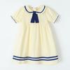 Girls' School-style Short-sleeved Cotton Dress For Children, Children's Casual Dress