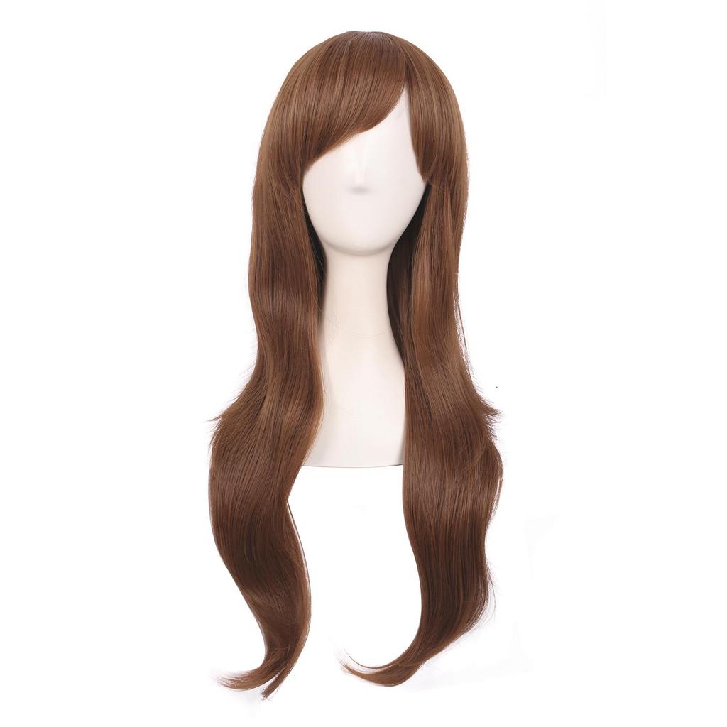 Long Curly Cosplay Wig for Women - 70cm, Gold/Pink/Blue, Realistic Full Wig with Headband