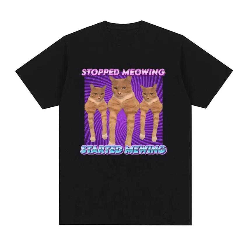 I Eat Cement Cursed Cat Funny Meme T Shirt for Women Fashion Casual Short Sleeve T Shirts Women T-shirt Tops