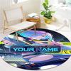 Cybernetic Future Heroine Custom Name Round Area Rug Carpet Rug For Living Room Bedroom Sofa Playroom Decor Nonslip Floor Mat