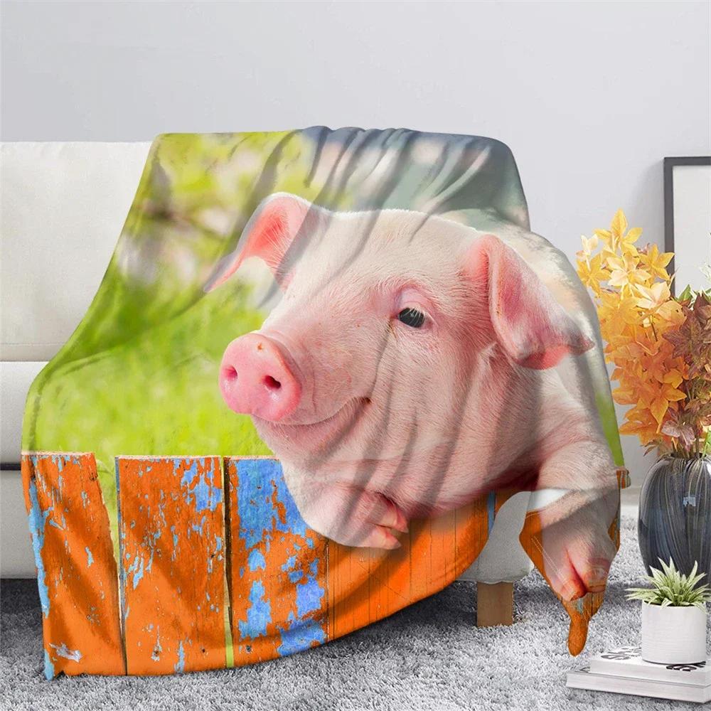 Cute Pig Pink Fleece Blanket Soft Warm Bedroom Throw Blanket On Bed Sofa Bedding Travel Sherpa Blankets for Adult Kids Quilt
