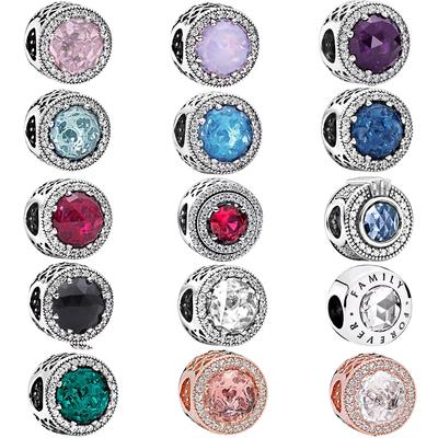 Sparkling Leveled Round Charm Beads Dangle Original Snake Fit Copper Bracelet Necklace Beads For Diy Jewelry Women Gift