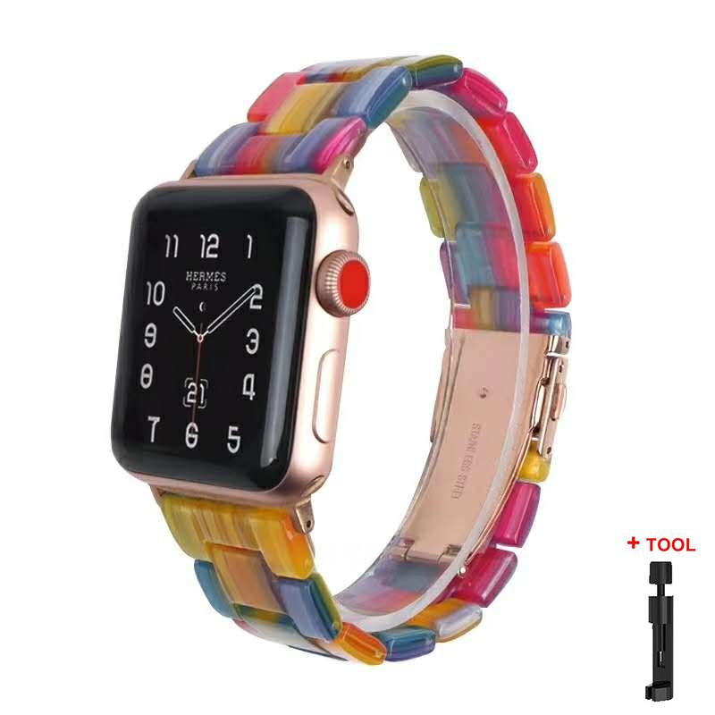 Resin Strap for Apple Watch Band 44mm 40mm 45mm 41mm 38mm 42mm Bracelet Correa iWatch Series 3 4 5 6 Se 7 Replacement Watchband