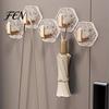 Modern Decor Hooks Acrylic Adhesive Hooks, Hexagonal Wave Shape, No Drilling Easy Home Organization Installation Hook, Style Clear for Bathroom