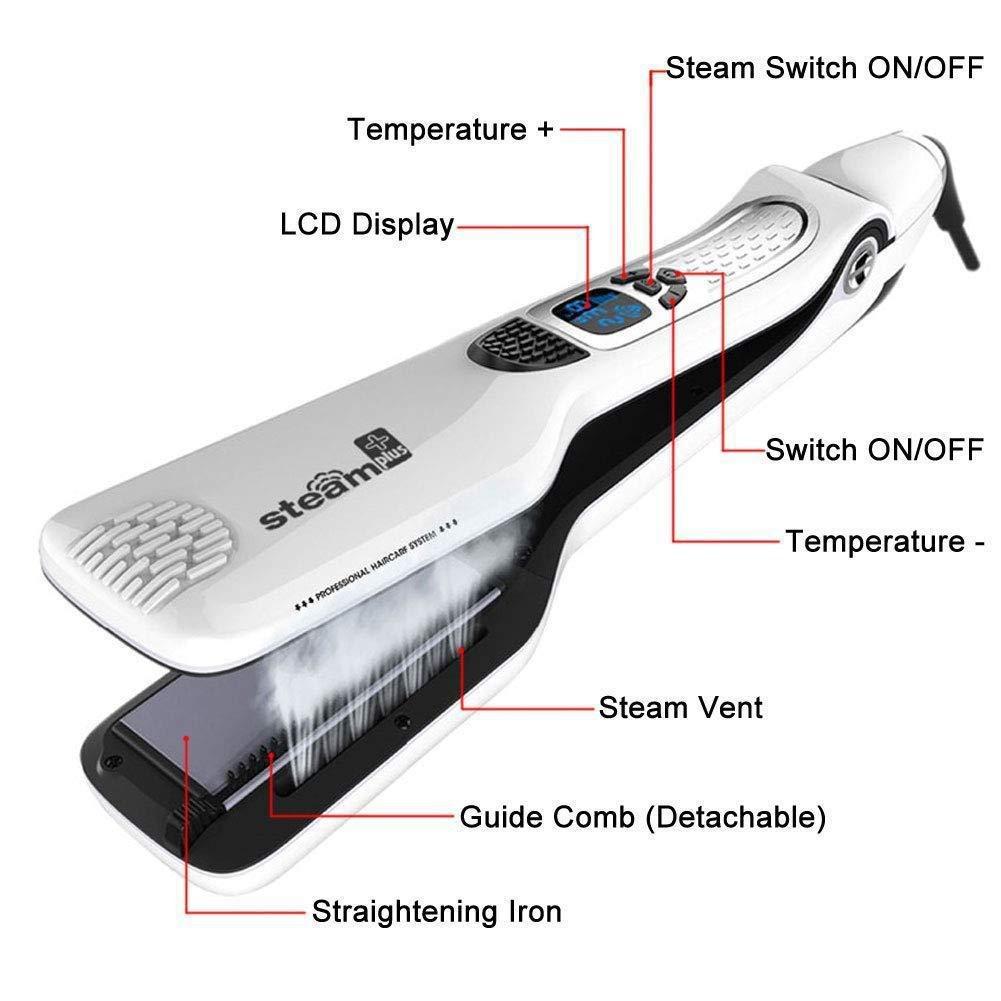 Steam Multifunctional Straightener & Curler: Wide Plate, Hot Sale