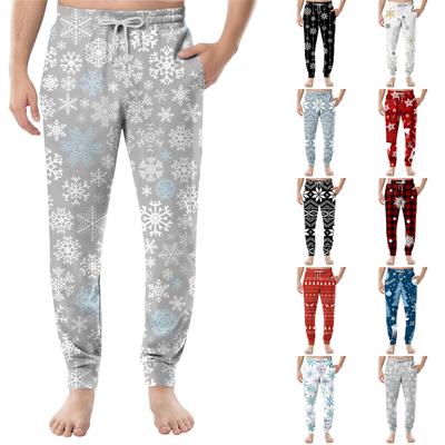 Men's Drawstring Pocket Casual Pants, Checkered Striped Printed Pocket Casual Pants, Home Sleeping Pants