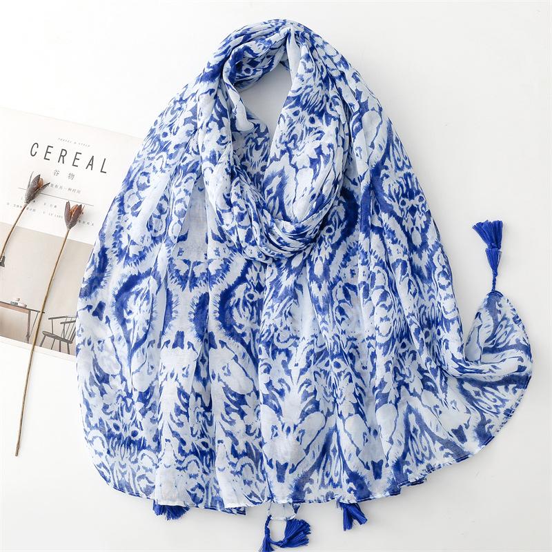 

Женский шарф-шаль в богемном стиле, хлопок-лен на ощупь, с кисточками, пашмина, мусульманский хиджаб, накидка, женский вискозный шарф 88x180cm