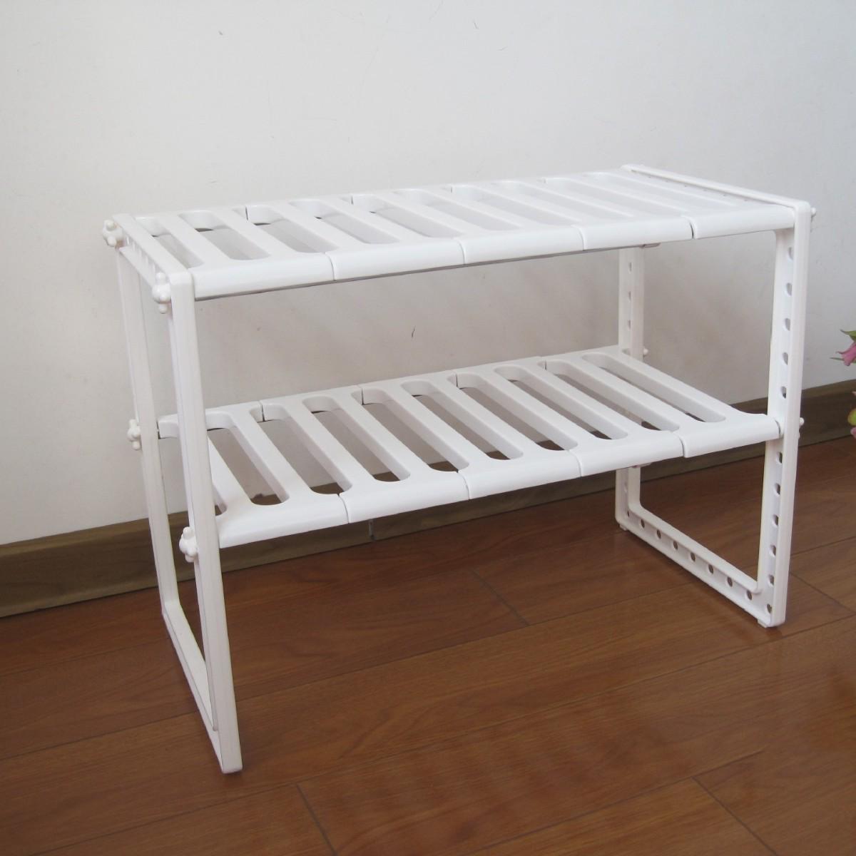 Stainless Steel Double Layer Retractable Kitchen Sink Storage Rack 1029