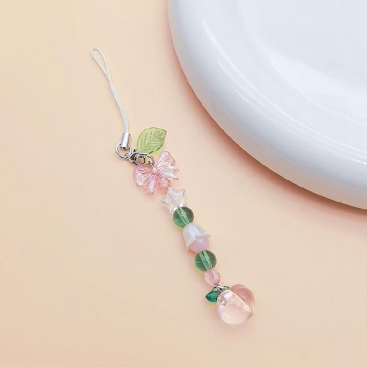 Flower Phone Accessory Peach Phone Lanyard Star Bag Pendant Beads Pendant Suitable for Parties and Casual Outfits