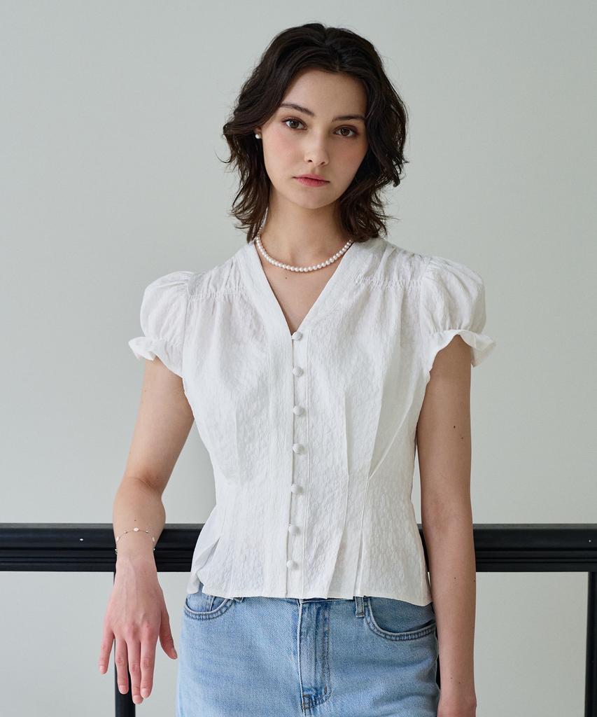 PLUNASTUDIO Cassia Puff Blouse_White