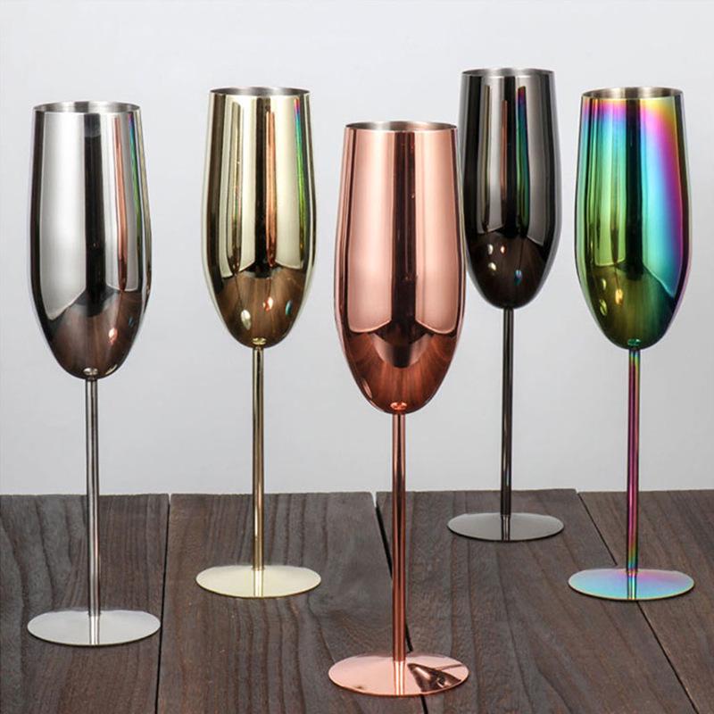 304 Stainless Steel Cocktail & Champagne Goblet, 250ml Metal Wine Glass for Bar & KTV.