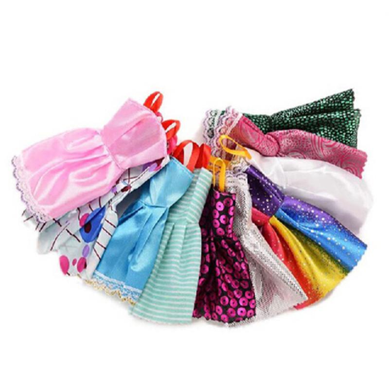 

10 платьев ручной работы, одежда для кукол + 10 туфель на высоком каблуке для куклы, детской игрушки